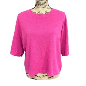 NEW Cotton Citizen Tokyo Cropped T-Shirt Oversized Pink Fuchsia Size Large